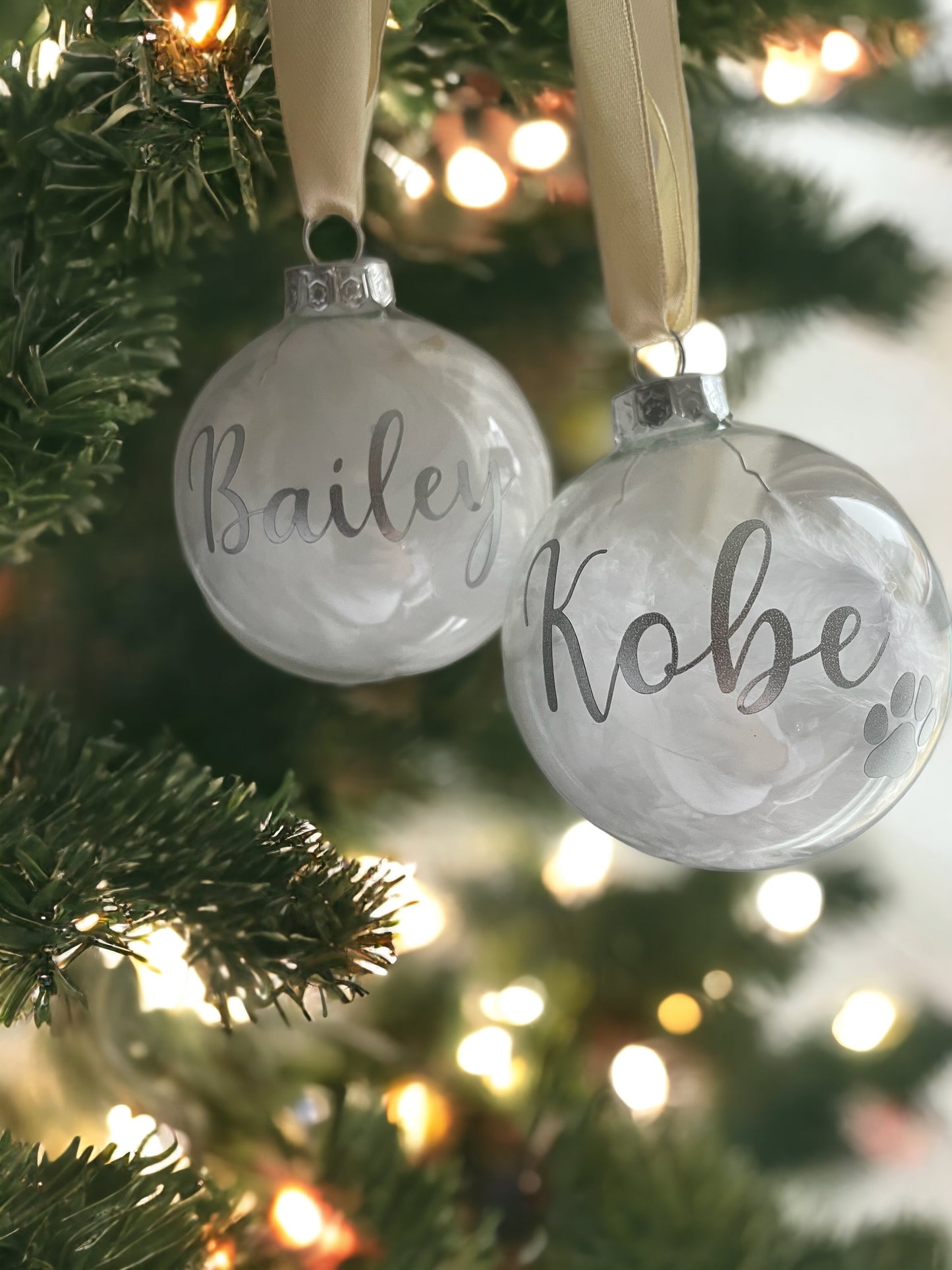 Personalised Glass Feather Baubles