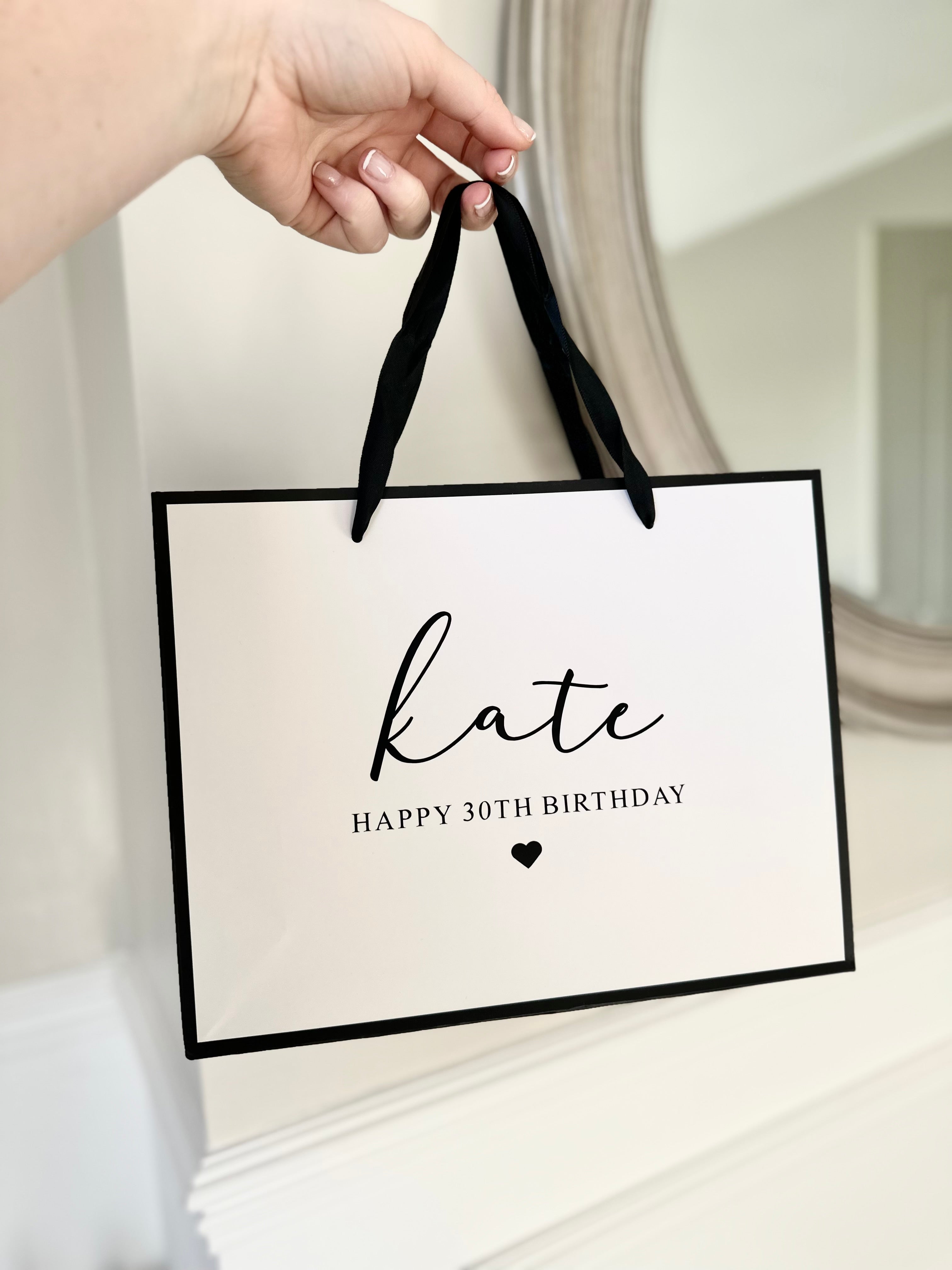 Personalised Birthday Luxury Black White Gift Bag