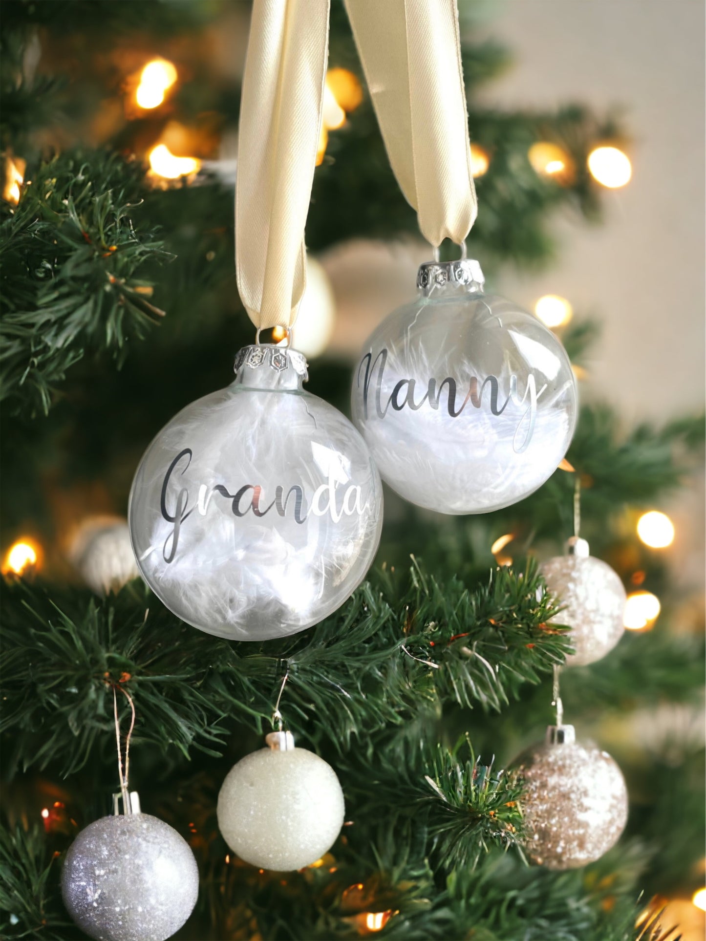 Personalised Glass Feather Baubles