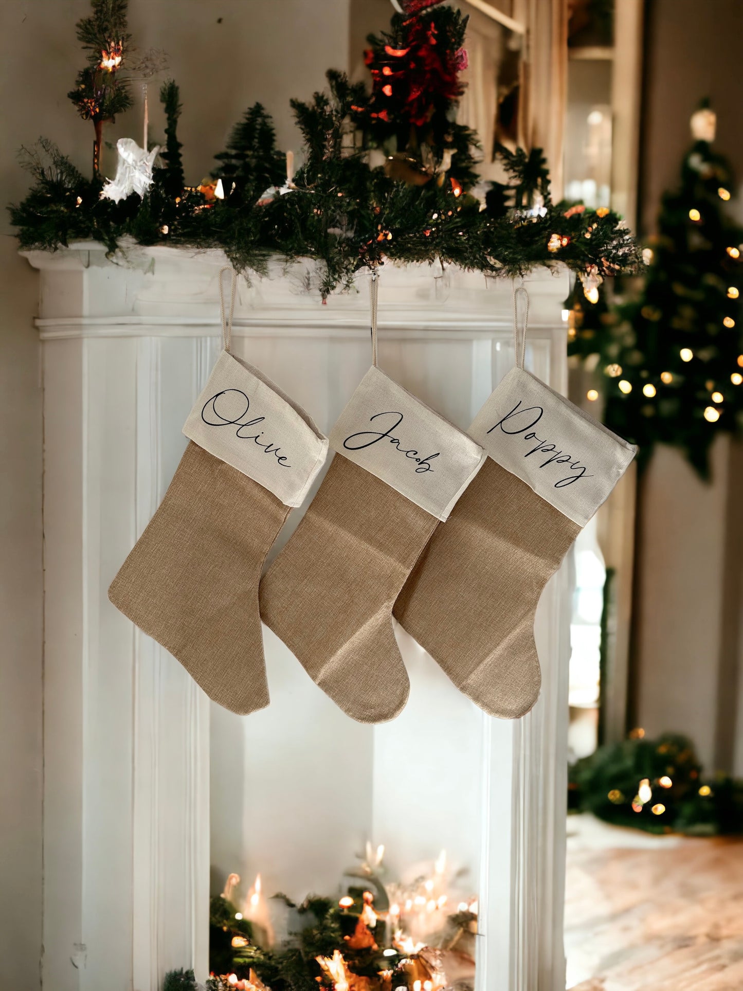 Burlap Jute Christmas Stockings