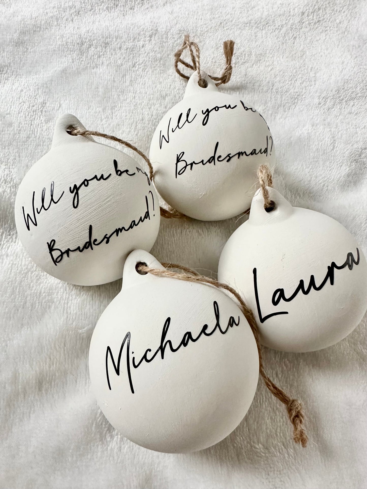 Bridesmaid White Ceramic Keepsake Baubles