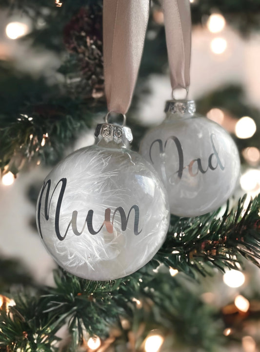 Personalised Glass Feather Baubles