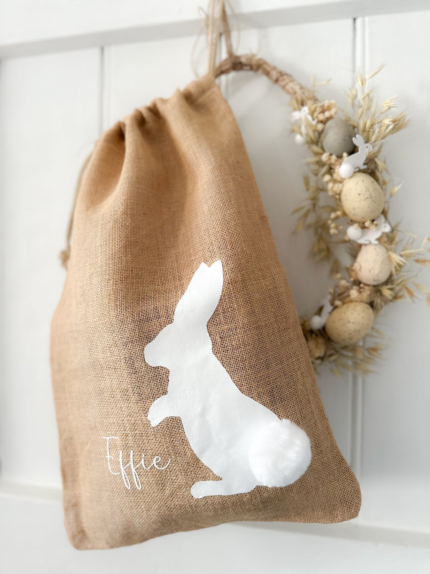 Personalised Easter Bunny Pom Pom Bag