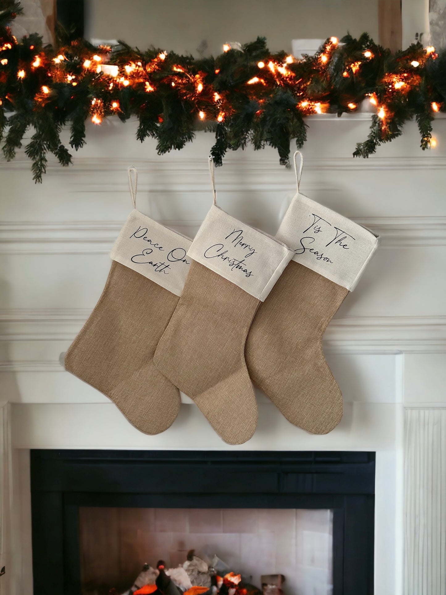 Burlap Jute Christmas Stockings