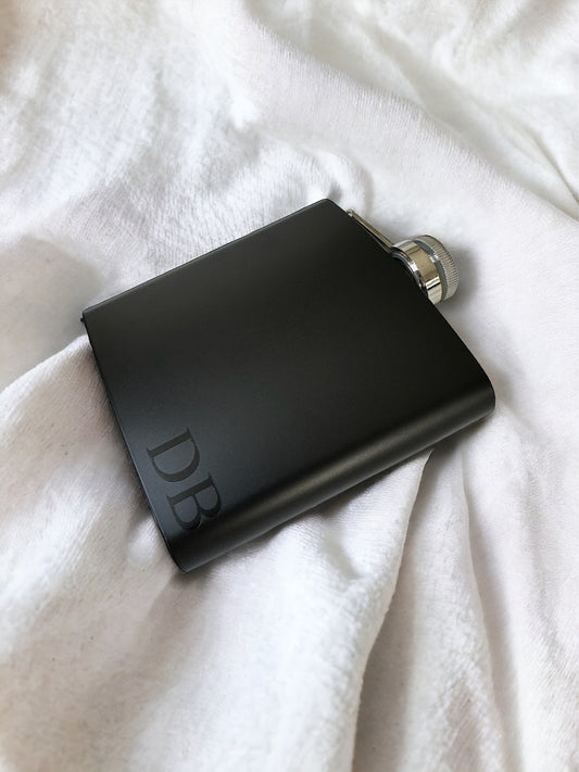 Personalised Initial Black Hipflask