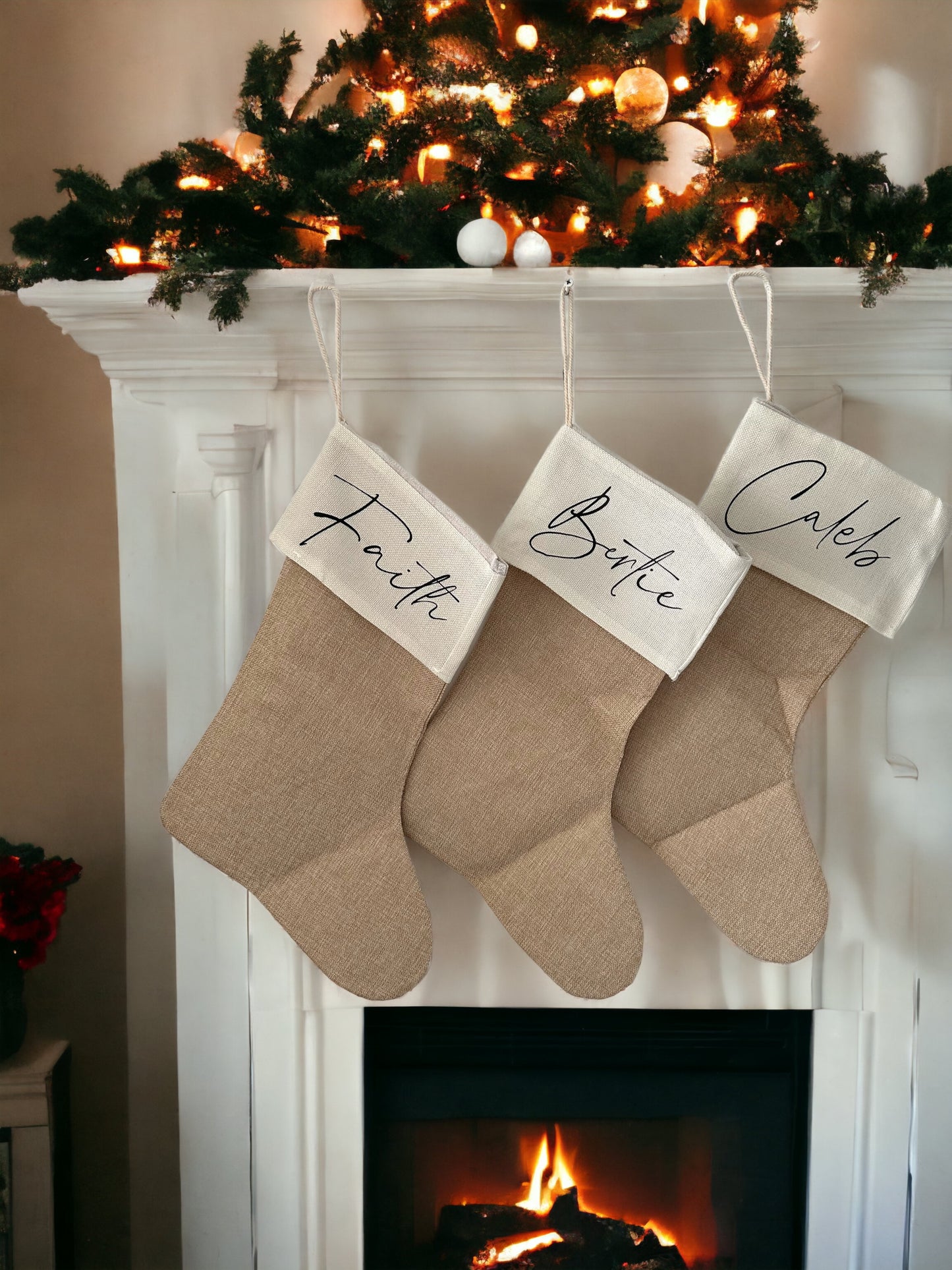 Burlap Jute Christmas Stockings