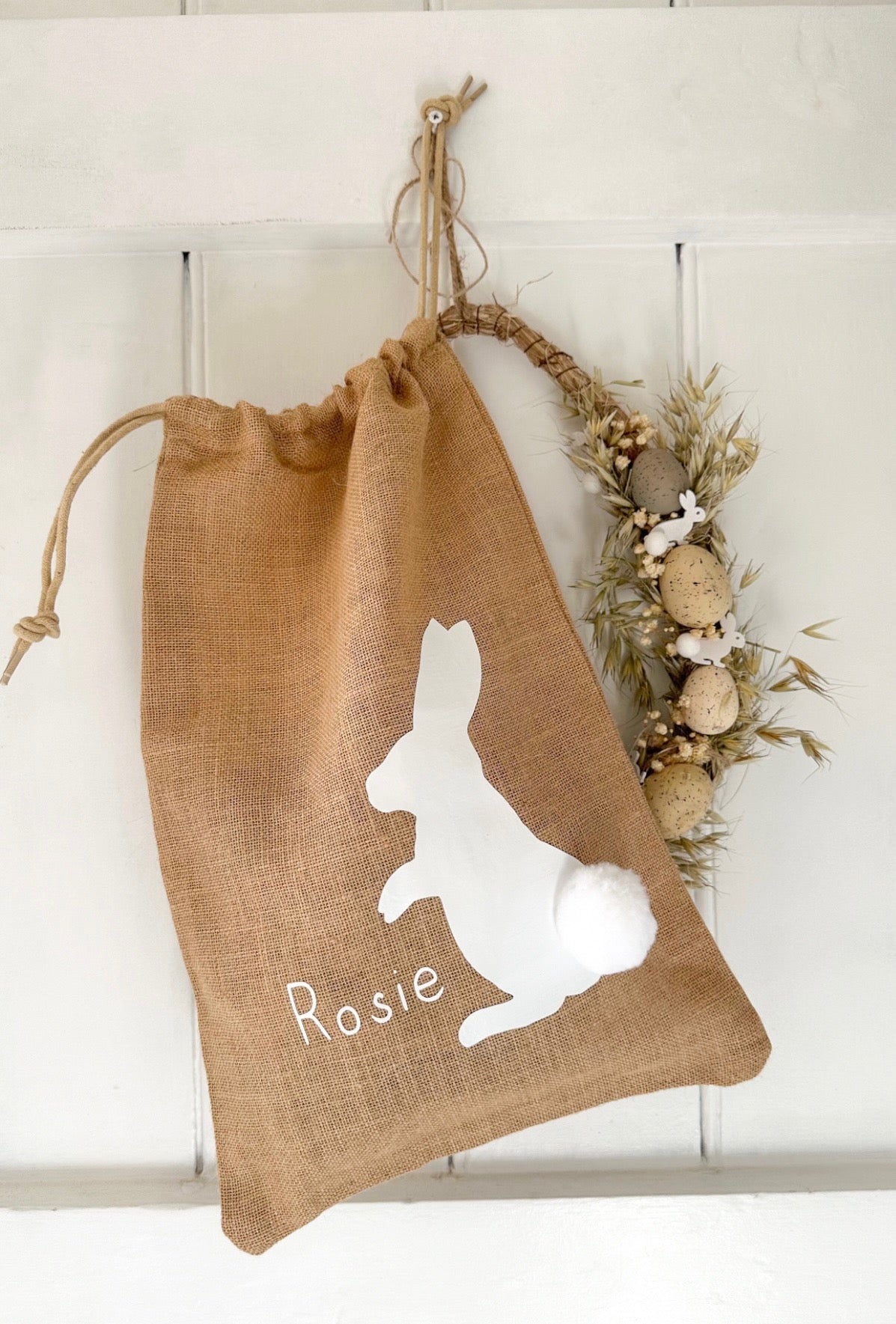 Personalised Easter Bunny Pom Pom Bag