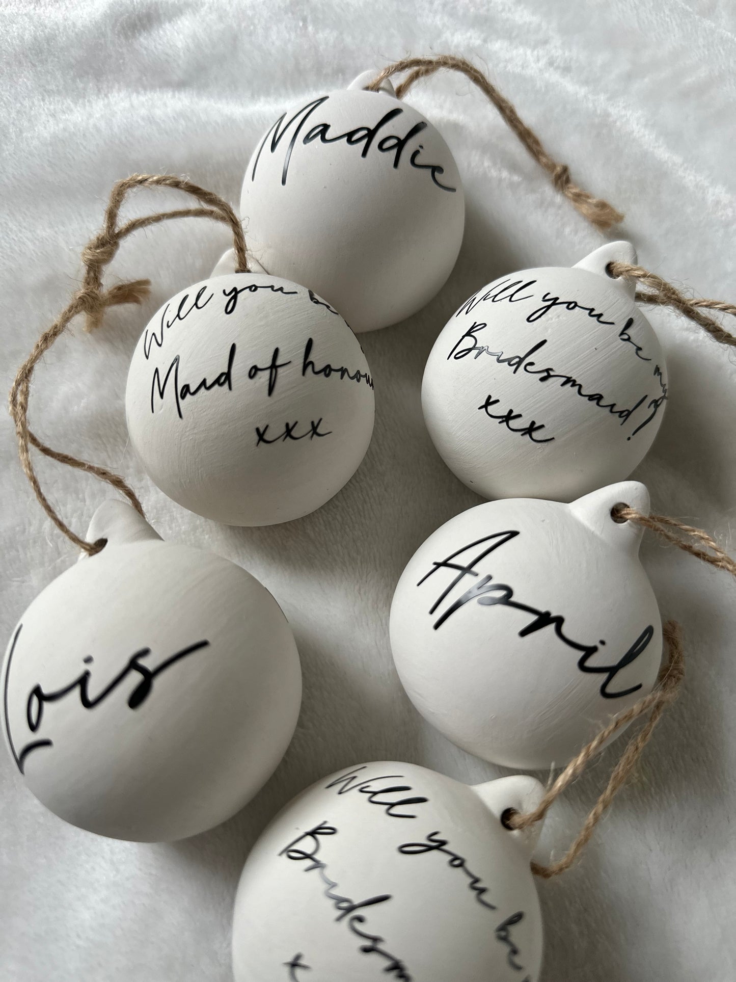 Bridesmaid White Ceramic Keepsake Baubles