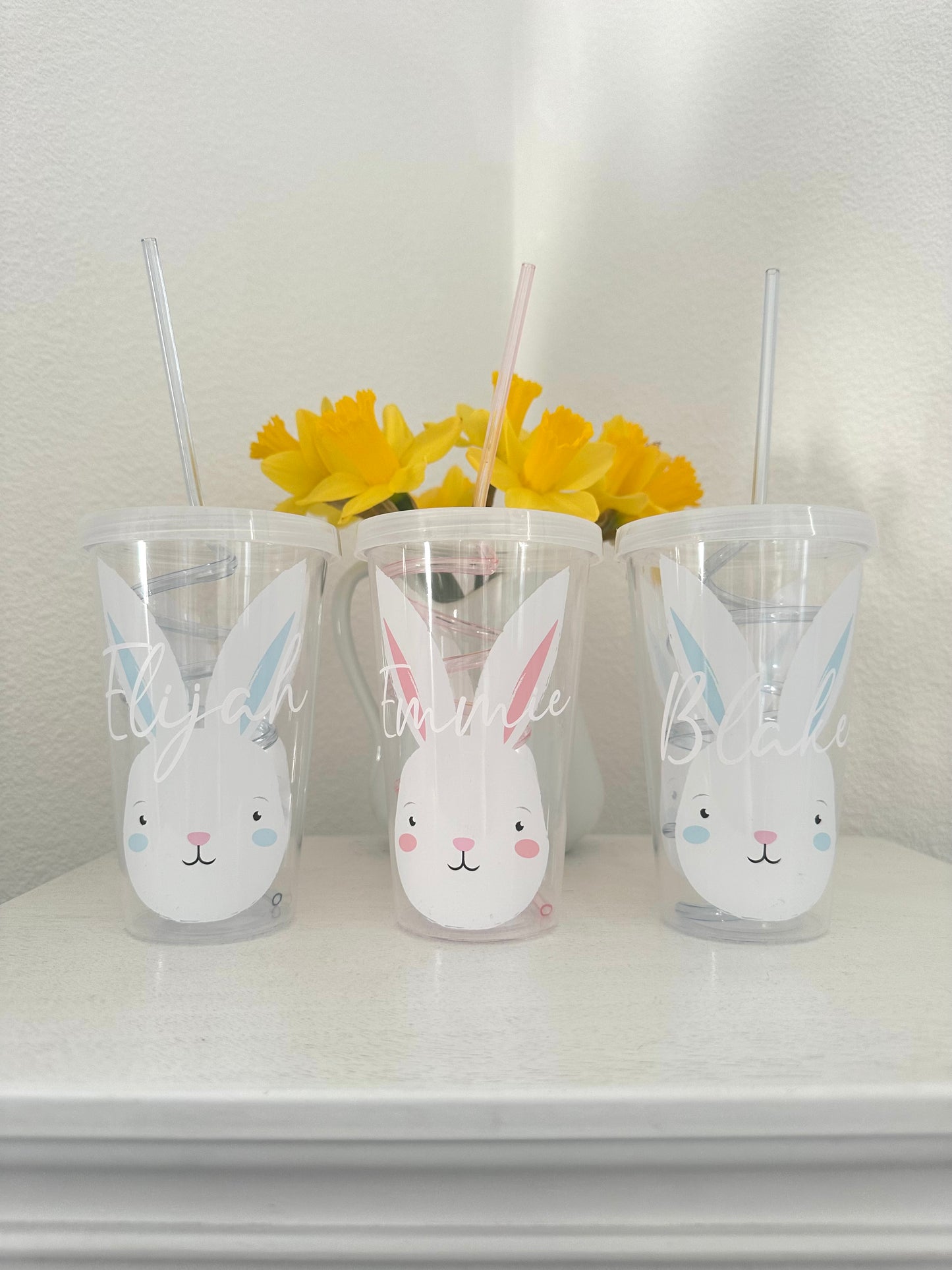 Personalised Rabbit Swirly Straw Cups