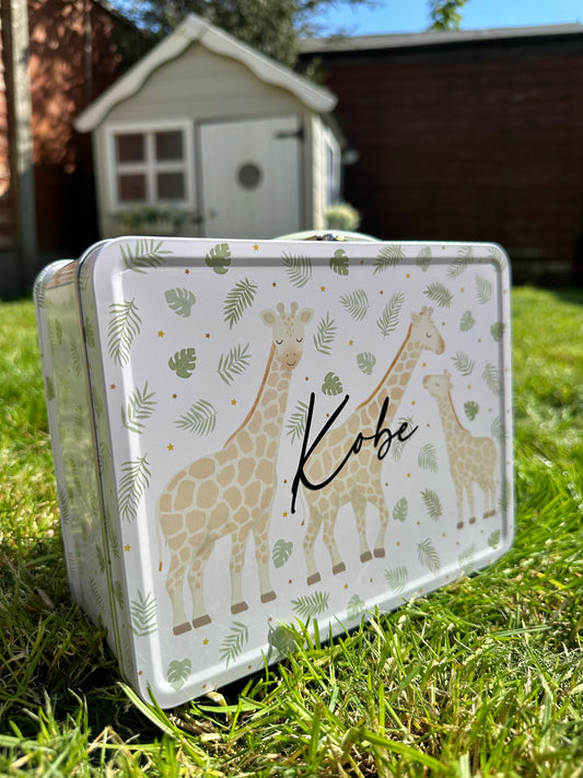 Giraffe Metal Personalised Lunchbox