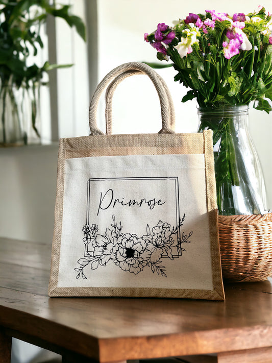 Flower Pocket Jute Bag