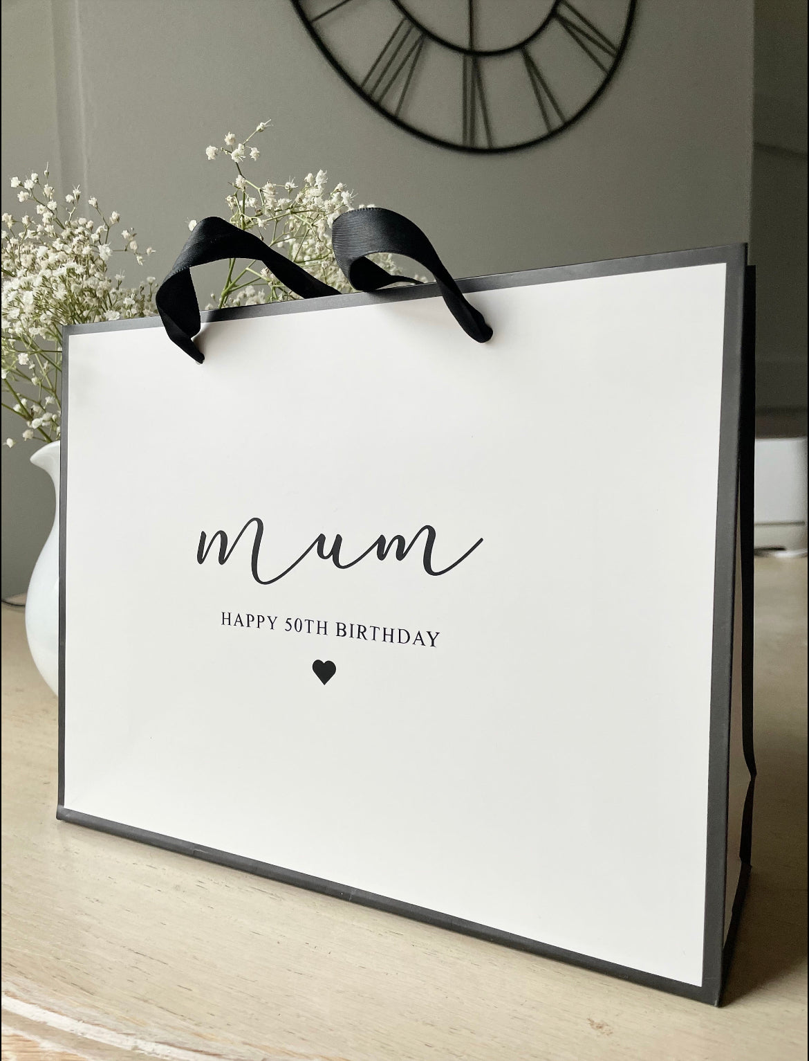 Personalised Birthday Luxury Black White Gift Bag